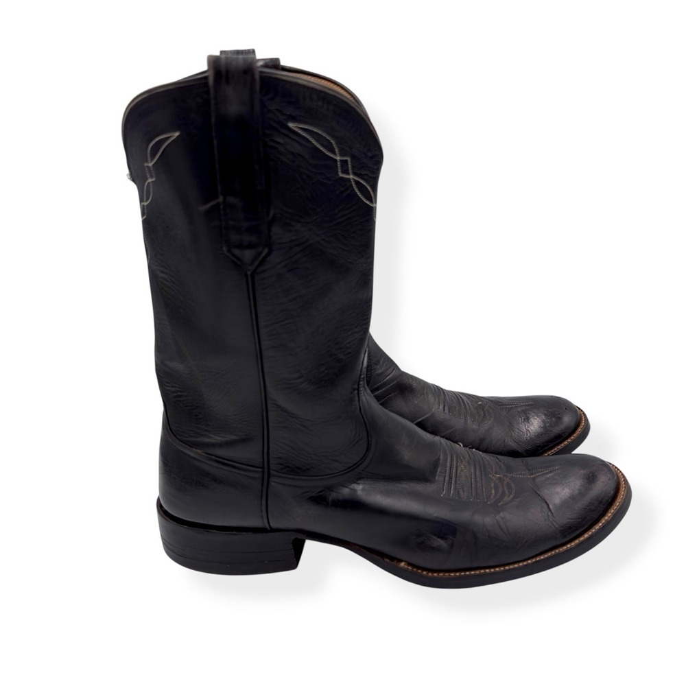 VTG‎ Rios of Mercedes Calfskin Roper Boots Soft Black Men's 11 B Western Cowboy